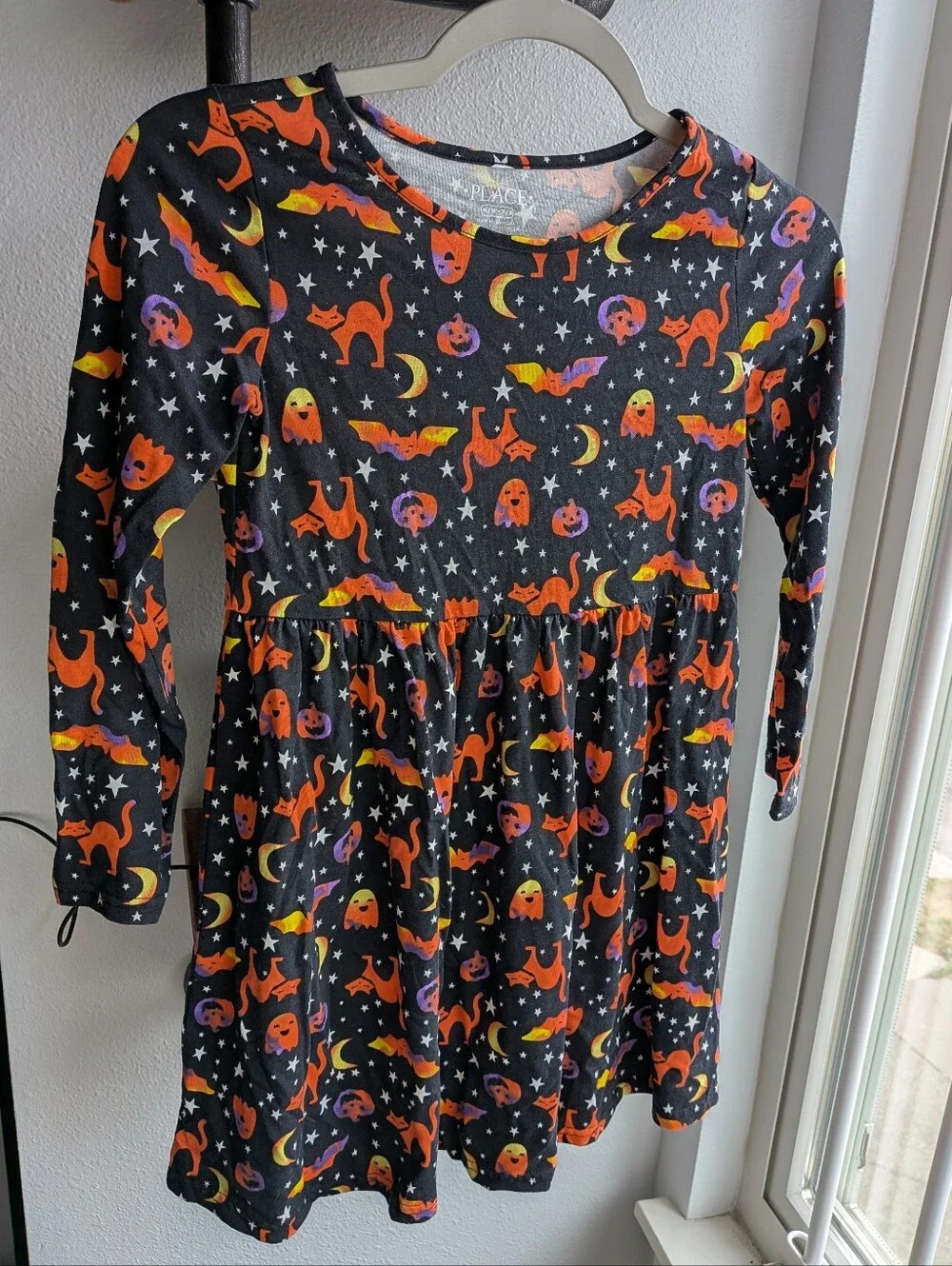 The Children's Place Halloween Dress Girls M 7/8 Black Cat Ghost Bat Spooky